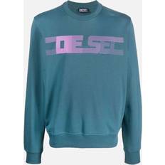 Diesel Men Tops Diesel Brushed Cotton S-GINN-E3 Crewneck Sweatshirt With Logo Print - Blue