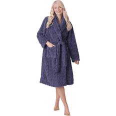 Grey Robes Camille Womens Supersoft Luxury Fleece Jaquard Bathrobe - Grey