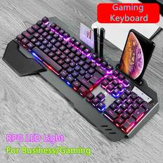 Engelsk - Fullstort Tangentbord OUTMIX 2025 618 Teclado PRO Gaming Toetsenbord RGB LED Achtergrondverlichting Plug And Play Wit/Zwart