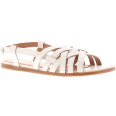 Leather Collection Womens Sandals Flat Priti Buckle - White
