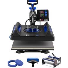 VEVOR 5 in 1 Heat Press Machine 15x15 in 30oz Tumbler Press T-Shirts Black+Blue