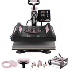 VEVOR 8 in 1 Heat Press Machine 15x15 in 30oz Tumbler Press T-Shirts Black