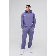 Men - Purple Suits boohooMAN Oversized Boxy Man Hooded Tracksuit - Purple