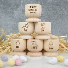 Wood Egg Cups eBuyGB Personalised Cups Hard Boiled Easter Gift for Children Egg Cup