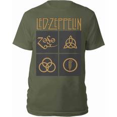 Led Zeppelin Gold Symbols Band Logo T Shirt - Green