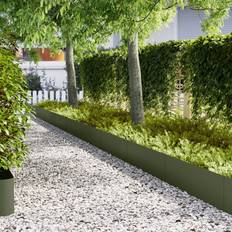 vidaXL Lawn Edgings 50 pcs Olive Green 100x0.5x30 cm