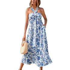 Cupshe Women's Watercolor Petals Floral Maxi Beach Dress - White