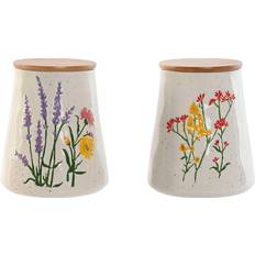 Multicoloured Food Containers Home ESPRIT Multicolour Flowers Shabby Chic Tin Lunch Boxes Set of 2 Food Container