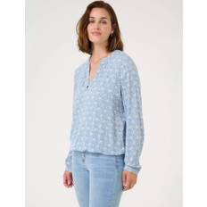 Viscose Blouses Kaffe Ditte Moonstruck Print V-Neck Blouse - Mid Blue