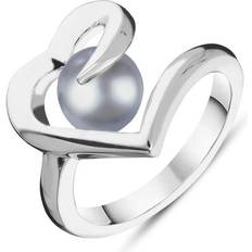 Pearl Rings C W Sellors Sterling Silver Grey Pearl Twisted Open Heart Ring