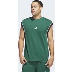 Adidas Linen Tank Tops adidas Basketball All-World Sleeveless Tank Top - Team Dark Green/Black
