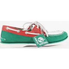 Green Boat Shoes Timberland Mens Classic 2 Eye Suede Casual Boat Shoes - Green/Red