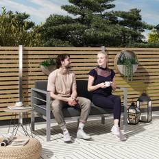 Seat Cushion Outdoor Sofas OutSunny All-Weather Garden Loveseat with Removable Cushions Charcoal Grey Outdoor Sofa