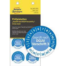 Blue Label AVERY Zweckform 6976-2025 Test Label Geprueft nach DGUV Vorschrift 30 mm x 30 mm DGUV 80 pcs