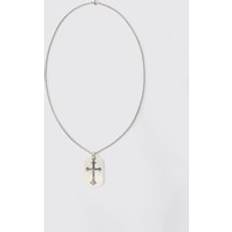 boohooMAN Mens Silver Tag Necklace