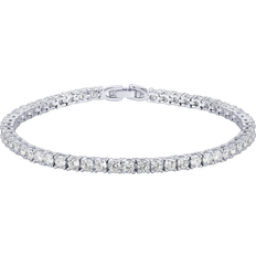 Rhodium Plated Cubic Zirconia Tennis Bracelet 7 Inches - White