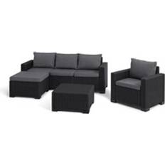 Allibert Garden Furniture Set In Imitation Woven Rattan Resin 5 People Moorea Graphite Gray Loungeset