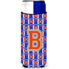 Blue Bottle Coolers Caroline's Treasures Letter B Football Ultra Hugger for Slim Cans Bottle Cooler