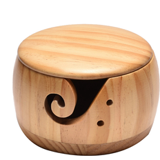 Yarn Holders Torribaly Wooden Yarn Bowl with Lid