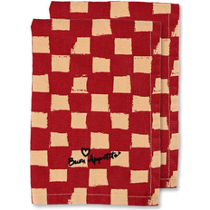 Bomull Tygservetter Byon Love Servett 2-Pack Röd Sand Tygservett Röd (45x45cm)