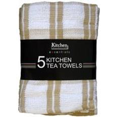 Beige Kitchen Towels Essentials 5 Pack Tea Towels - Kitchen Towel Beige
