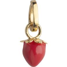 Rød Charms & Vedhæng ENAMEL Copenhagen Sunny Strawberry Charm - Forgyldt