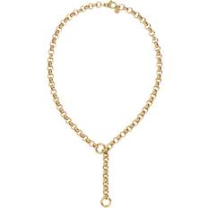 Rostfritt stål Halsband Edblad Loop Charm Chain L Necklace - Gold