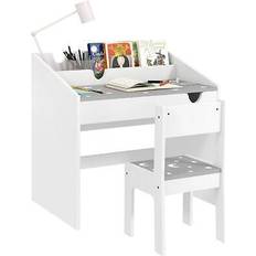 Kids study table and chair Aiyaplay Children Study Table And Chair With Storage Pull-Out Drawer Grey