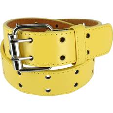 CTM Kids' Leather Two Hole Jean Belt - Yellow