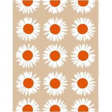 Marimekko Auringonkukka Stof til Udendørsbrug Beige-Off White-Tomato Metervare Beige, Rød