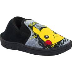 Boys - Grey Slippers Pokémon Childrens Kids Pikachu Graffiti Slippers - Black/Grey
