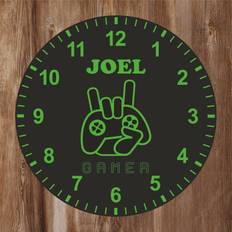 Green Alarm Clocks Kid's Room Handmade Kids Green Gamer Clock 25 cm