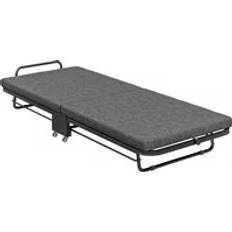 Homcom Single Folding Guest Bed with Mattress on Wheels - Grey