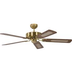 Pepeo Low Profile Ceiling Fan 132 cm 52 in Satin Brass Oak