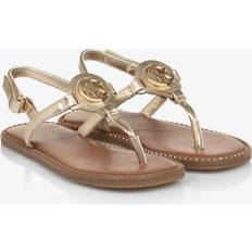 Faux Leather Sandals Michael Kors Kids Girls Metallic Gold Mk Monogram Sandals - Metallic Gold
