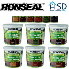 Ronseal Grey Paint Ronseal 5L One Coat Life Quick Dry Garden Shed Fence Wood Paint Stain Protector Wood Paint Grey