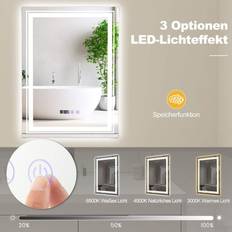 Dimfri LED Badrumsspegel Med 3 Ljusfärger