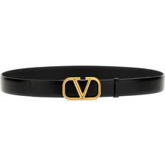 Gold - Men Belts Valentino Garavani Vlogo Signature Cinture - Black