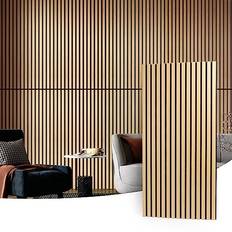 Art3d 2 Wood Slat Acoustic Panels for Wall and Ceiling 3D Fluted Sound Absorbing Panel 1.44 in