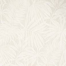 White Plain Off Grey Tropical Leaf Wallpaper Thick Textured Slight