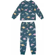 Dinosaurs Pyjamases Children's Clothing Chelsea Peers Kids' Dinosaur Print Long Pyjama Set - Teal/Multi
