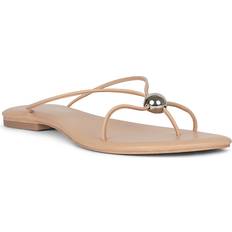 Jeffrey Campbell Cherished Dome-Stud Strappy Flat Sandals - Buff/Silver