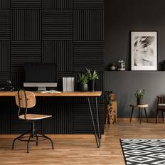 Wood Acoustic Panels Liberty Charcoal Grey Elevation Acoustic Wall Panelling 600x600mm