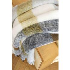Tissus Plaid En Mélangé Alpaga Et Mohair ISEO MIEL Tissu Beige
