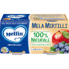 Pappe per Bambini Mellin Omogeneizzato Mela Mirtillo 2 Vasetti 100 g 120g