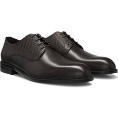 Herr Derby BOSS Derby Shoes In Printed And Smooth Leather - Brun