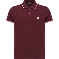 Moncler Polo Shirts Moncler Tricolor-Trimmed Cotton Piquet Polo Shirt - Red