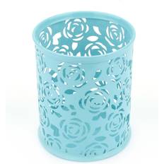 Rosa Penn-& Prylställ Tomtop Jms Office Desk Hollow Rose Flower Pattern Pen Pencil Pot Holder Container Organizer Blue