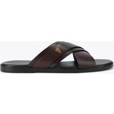 Kurt Geiger Brown Sandals Kurt Geiger London Bond Leather Cross Strap Footbed Sandals - Dark Brown