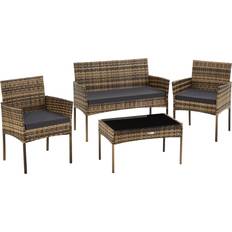 tectake Polyrattan Palese til 4 Personer - Natur Loungesæt